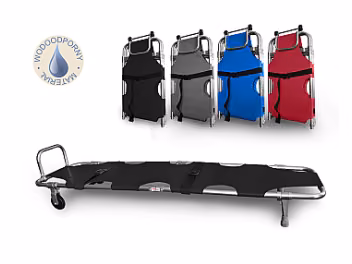 Stretcher with foot support - black, waterproof