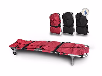 Stretcher with Body Bag - Burgundy,