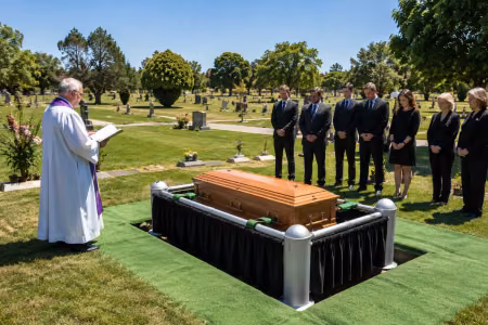 Lowering a coffin into the grave with dignity – by hand, or with a powered lowering device?