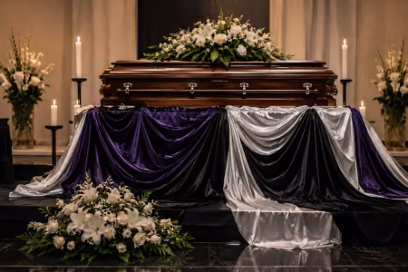 The colours of mourning. Why the funeral pall is black, purple, silver or white – and what that choice says about a ceremony